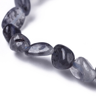 Natural Iolite/Cordierite/Dichroite Bead Stretch Bracelets BJEW-K213-41-1