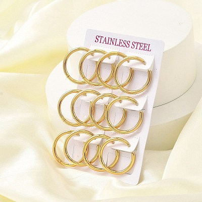 PVD Vacuum Plating 304 Stainless Steel Huggie Hoop Earrings for Women EJEW-F280-07H-G-1