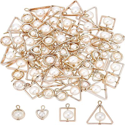 80Pcs 4 Style ABS Plastic Imitation Pearl Pendants PACR-CA0001-11-1