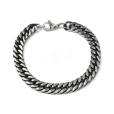 304 Stainless Steel Cuban Link Chain Bracelets for Men Women BJEW-D367-01-1