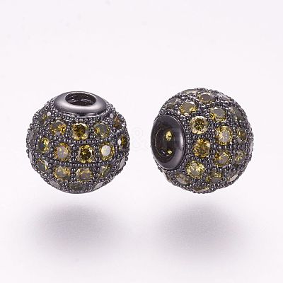 Brass Micro Pave Cubic Zirconia Beads ZIRC-F054-15B-02-1