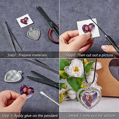 DIY Heart & Flat Round Necklace Making Kit DIY-SZ0007-31-1
