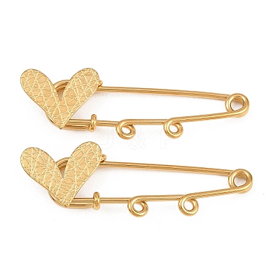 Crisscross Heart 304 Stainless Steel Safety Pins Brooch Findings SA-CBA098D-15E-G02-1