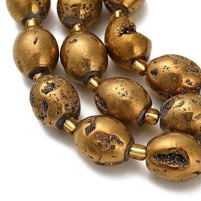 Electroplated Natural Druzy Geode Crystal Beads Strands G-F833-O01-01-1