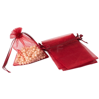100Pcs Rectangle Organza DIY Craft Drawstring Bags PW-WG69155-05-1
