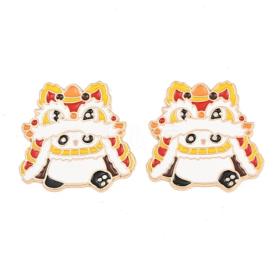 Chinese Lion Dance Panda Alloy Enamel Cabochons AL-CBA1A6F-03KCG-D-1