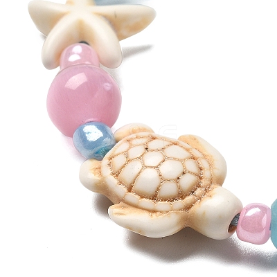 Synthetical Turquoise & Glass Beads Bracelets BJEW-FS00021-1