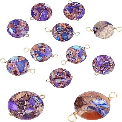 12Pcs 2 Style Natural Imperial Jasper Connector Charms FIND-FG0001-54-1