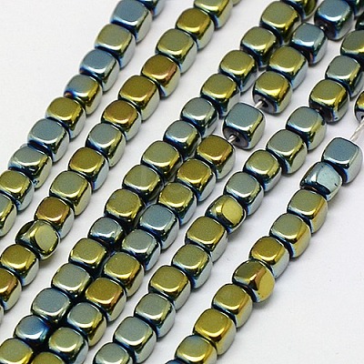 Electroplate Non-magnetic Synthetic Hematite Beads Strands G-J172-3x3mm-06-1
