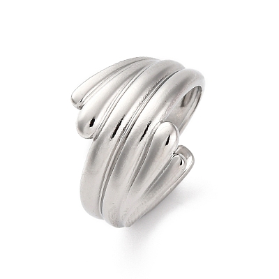 304 Stainless Steel Open Cuff Rings for Women RJEW-K258-10P-1