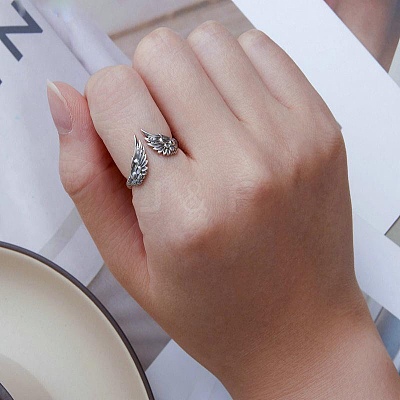 Simple Style Cute 925 Sterling Silver Wing Cuff Rings FS-WG9C3E6-01-1
