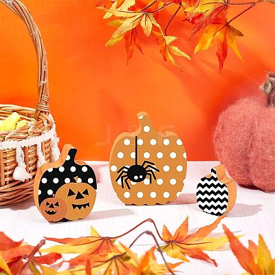 12Pcs 3 Style Halloween Theme Unfinished Wood Decorative Supplies DIY-OC0004-14-1