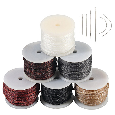 6 Rolls 6 Colors Flat Waxed Polyester Cord YC-CY0001-03-1