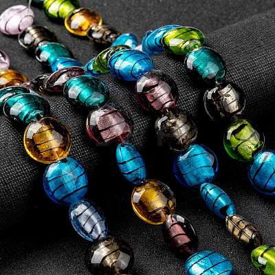 Handmade Silver Foil Glass Beads Strands X-SL109-1