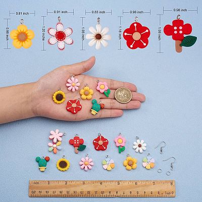 DIY 3D Flower Dangle Earring Making Kit DIY-SZ0008-56-1