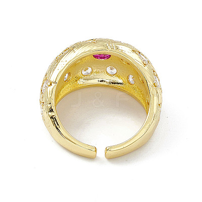 Cubic Zirconia Dome Open Cuff Ring RJEW-P079-09G-03-1