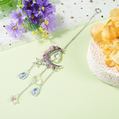 Moon & Star Alloy Hanging Ornaments HJEW-TADJ0024-1