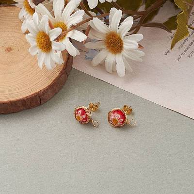 Handmade Millefiori Lampwork Earring Stud Settings and Ear Nuts EJEW-JE04418-05-1