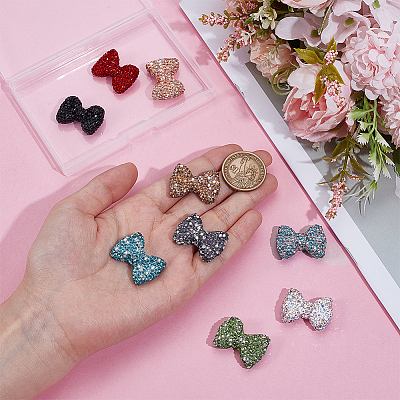 9Pcs 9 Colors Rhinestone Clay Pave Beads RB-PH0001-73-1