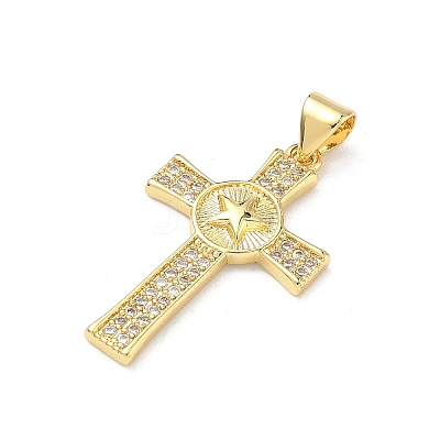 Brass Micro Pave Clear Cubic Zirconia Pendants KK-P350-16G-03-1