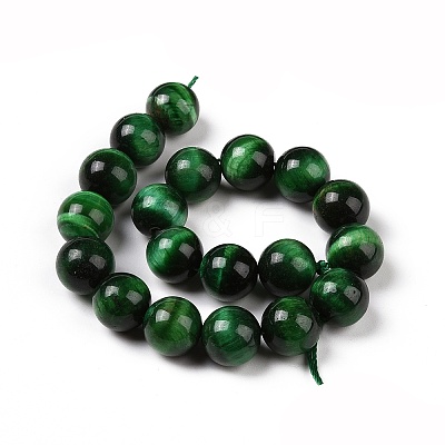 Natural Green Tiger Eye Beads Strands X-G-G099-10mm-6-1