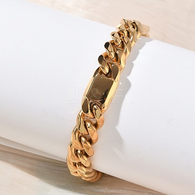 304 Stainless Steel Cuban Link Chain Bracelets for Women BJEW-G779-04B-G-1