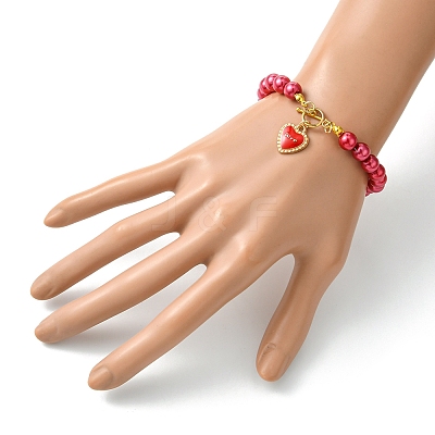 2Pcs 2 Styles ABS Plastic Imitation Pearl Necklaces & Bracelets Sets for Women SJEW-FS00006-1