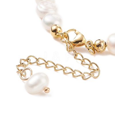Natural Rose Quartz Chips & Pearl Beaded Bracelet BJEW-JB08236-01-1
