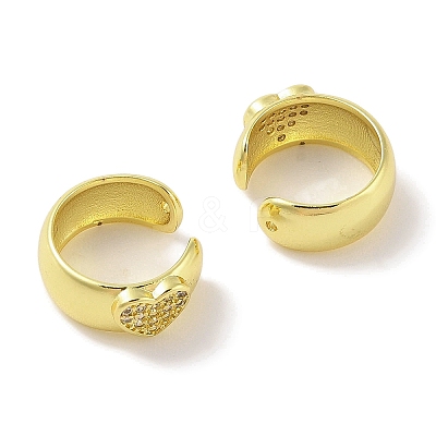 Brass Micro Pave Clear Cubic Zirconia Cuff Earrings for Women EJEW-I305-02G-1
