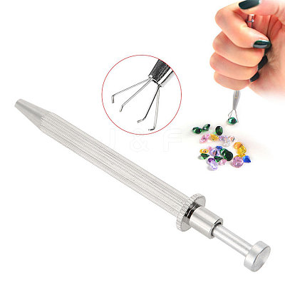 Stainless Steel 4 Prongs Rhinestones Claw Tweezers TOOL-L010-006-1