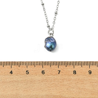 Natural Cultured Freshwater Pearl Potato Pendant 304 Stainless Steel Satellite Chain Necklaces for Women NJEW-JN06346-1