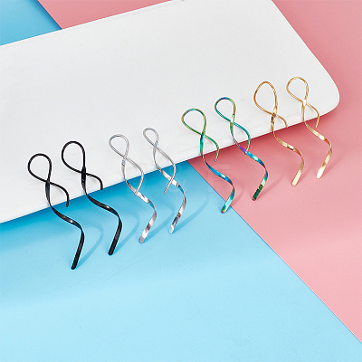 4 Pairs 4 Colors 304 Stainless Steel Spiral Dangle Earrings for Women EJEW-AN0003-02-1