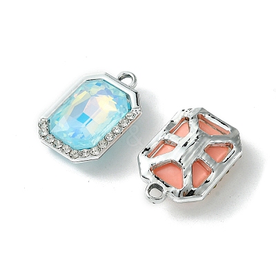 UV Plating Alloy with Mixed Color Glass Rhinestone Pendants FIND-B039-07P-1
