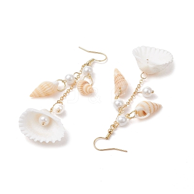 304 Stainless Steel Shell Shape Dangle Earrings EJEW-JE06382-02-1