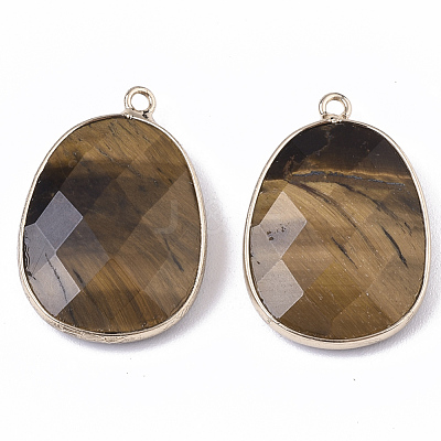 Natural Tiger Eye Pendants X-G-T131-08E-1