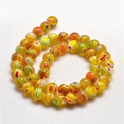 Round Millefiori Glass Beads Strands X-LK-P002-22-1