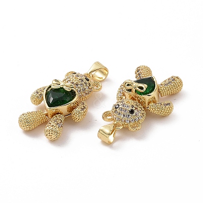 Brass Cubic Zirconia Pendants KK-G453-03G-1