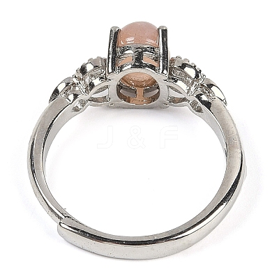 Oval Natural Sunstone Adjustable Rings RJEW-Q819-01P-05-1
