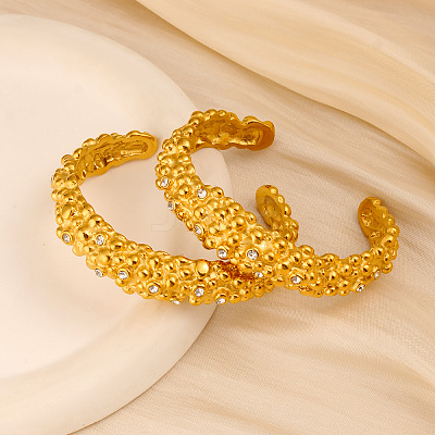 304 Stainless Steel & Clear Cubic Zirconia Cuff Bangles WGF2B1B-01-1