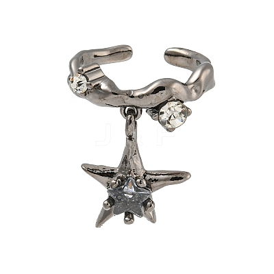 Star Zinc Alloy Open Cuff Ring RJEW-Z048-01B-01-1