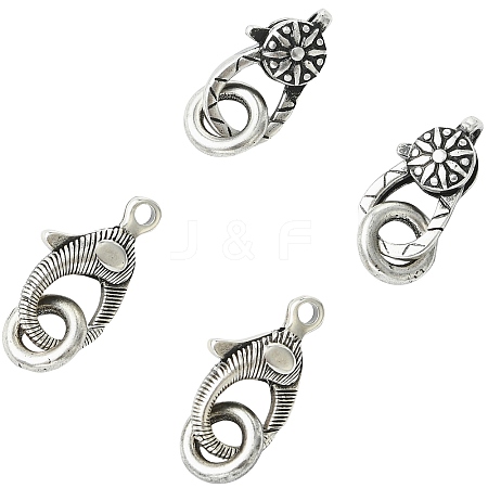4Pcs 2 Styles Brass Lobster Claw Clasps KK-CJ0004-46-1