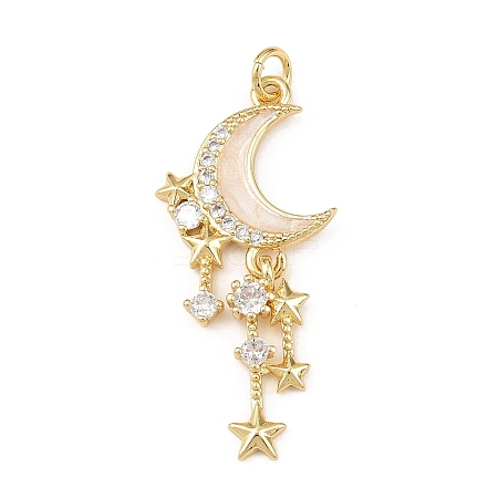 Brass Micro Pave Clear Cubic Zirconia Pendants KK-F919-37B-G-1