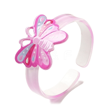 Butterfly Resin Cuff Bangle for Children BJEW-Q774-01A-1