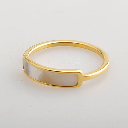 304 Stainless Steel & Shell Finger Rings FS-WG45F01-04-1