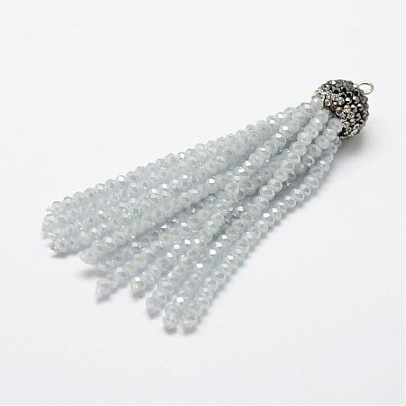 Electroplate Glass Bead Tassel Big Pendants EGLA-P023-12-1