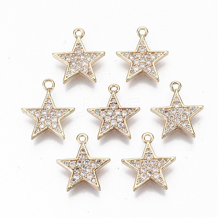 Brass Micro Pave Cubic Zirconia Charms KK-S359-054-RS-1