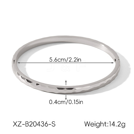 304 Stainless Steel Textured Open Hinged Cuff Bangles for Women WGC868A-02-1