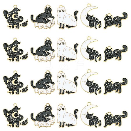 30Pcs 5 Styles Alloy Enamel Pendants ENAM-CJ0005-16-1