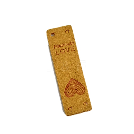 Rectangle with Heart Imitation Leather Label Tags PW-WGCF74B-02-1