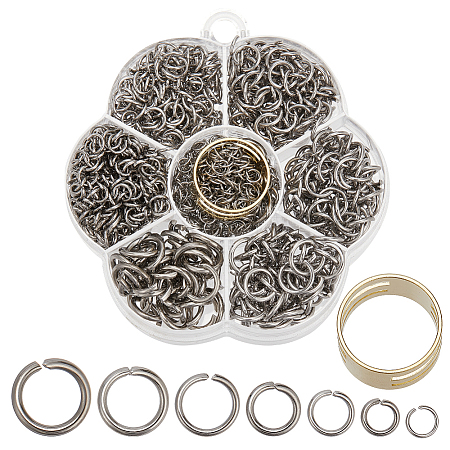 ARRICRAFT 1255Pcs 7 Style 304 Stainless Steel Open Jump Rings DIY-AR0003-69-1